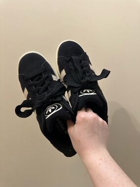 adidas Campus 00’s Black Sneakers with Cream Stripes